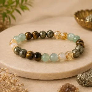 Money Magnet Fusion Band - Pyrite, Tiger Eye, Citrine & Aventurine Beads